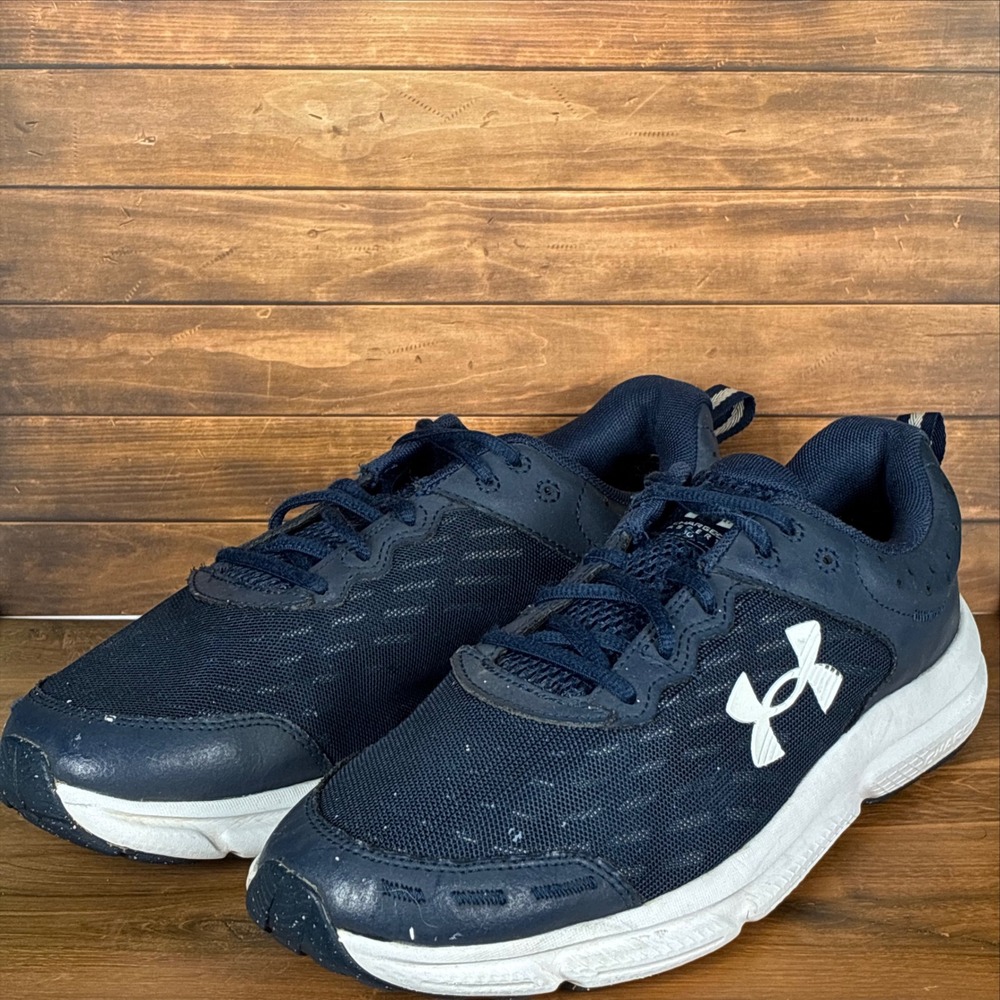 Under Armour Charged Assert 10 Mens Running Shoes Navy Blue White 3026175-401
